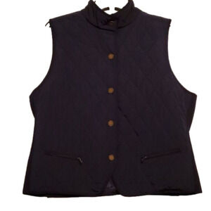 NWOT Talbot's Petite Channel Quilted Rib Trim Vest - Navy Blue Size LP